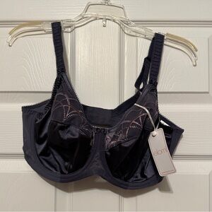 Elomi Cate Elegant Black Bra with Embroidered Detail size 36DDD